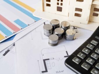 graph-stack-coins-calculator-house-model-blueprint